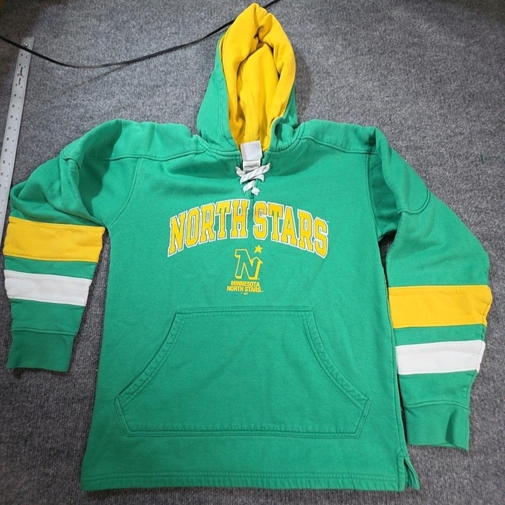 Vintage Hockey NHL Minnesota North Stars Hoodie Mens Small Green Lace Up